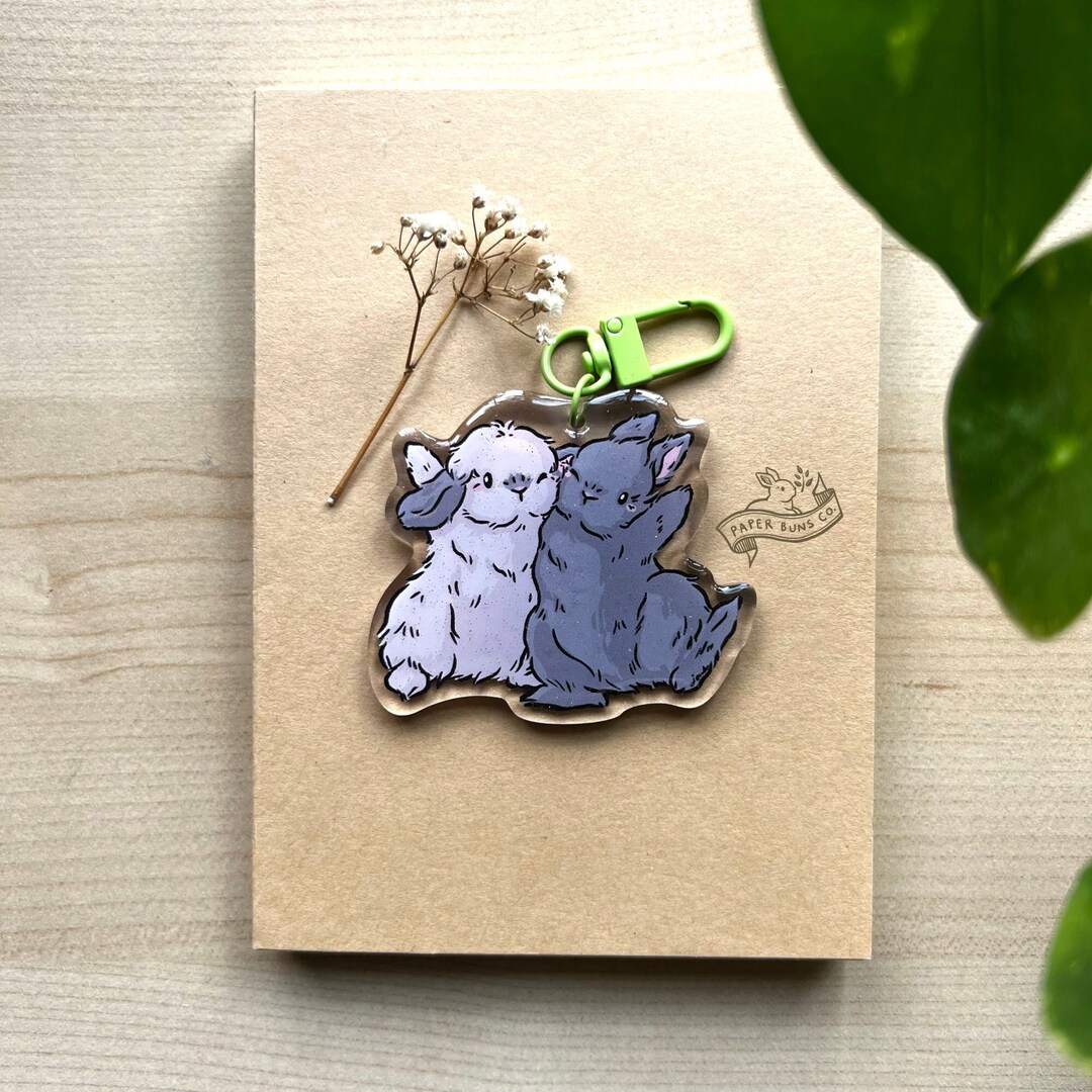 Yay Buns | Bunny Rabbit Acrylic Keychain With Glitter Epoxy Coating - Etsy