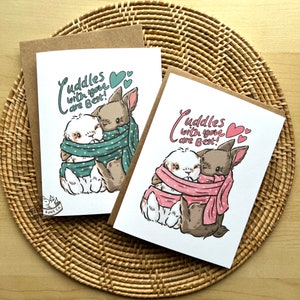 Cartão "Cuddles with You are Best" | Cartão de amor, Cartão de dia dos namorados, Cartão em branco