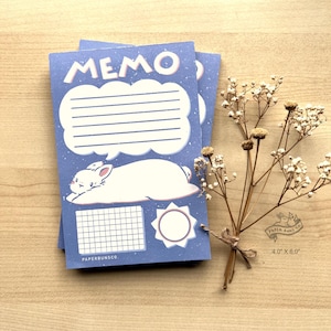 Chubs Bun Memo Pad | 4&quot; x 6&quot; Bunny Notepad 50 Sheets