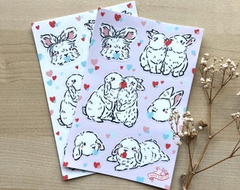 Heart Kiss Buns | Vinyl Sticker Sheet | Waterproof