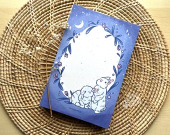 Blue Dream Buns Memo Pad | 4" x 6" Bunny Notepad 100 Sheets