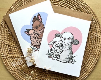 Little Hugs Buns Card | Mother's Day Card, Father's Day Card, Love Card, Easter Card, Blank Card