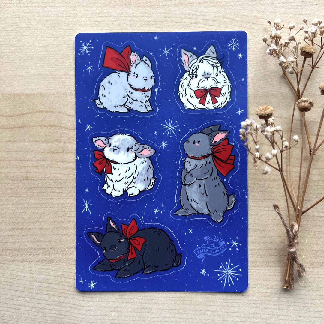 Rebun Sticker Red Bow Buns | Vinyl Sticker Sheet | Waterproof - Etsy