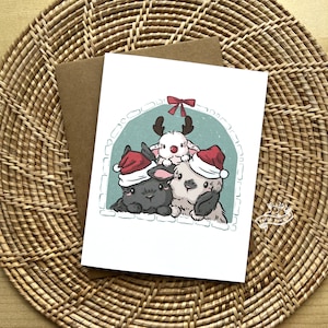 Santa x Reindeer Buns Card | Christmas card, Holiday card, Bunny Card, Blank card
