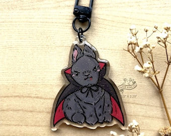 DracuBun | Bunny Rabbit Acrylic Keychain with Glitter Epoxy Coating