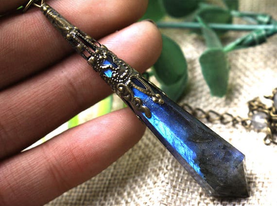 natural labradorite pendulum moonstone pendant faceted stone etsy