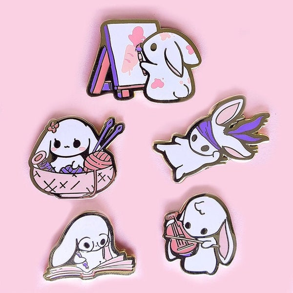 Artistic Bunny Enamel Pins