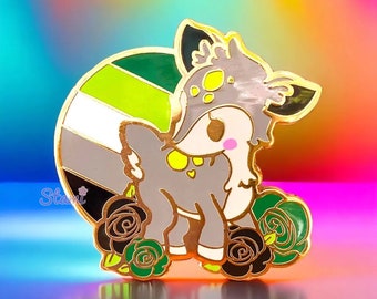 Deer Aromantic Pride Enamel Pin | Gold Plated Lapel Badge