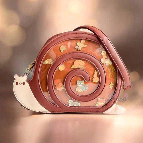 Snita Ita Bag | Snail Autumn Cute Character shoulder messenger backpack, Kawaii Insect Bug Pumpkin Leaves, Gift for Pin Collectors