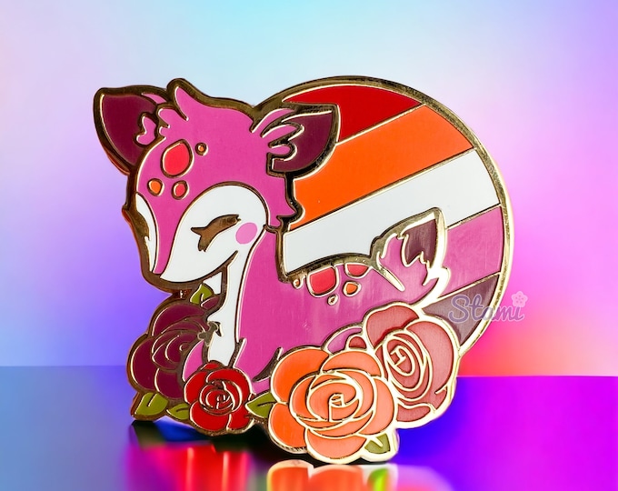 Deer Lesbian Pride Flag Enamel Pin | Kawaii Lapel Badge - Etsy