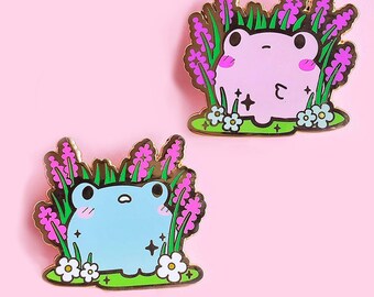 Cute Frog Enamel Pin Badges Blue and Pink