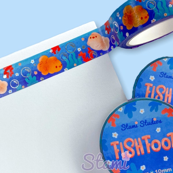 Under the Sea Fish Food Silver Bubbles Foil Washi Tape