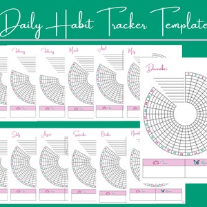 Habit Tracker Printable Circle Habit Tracker Daily Monthly Yearly PDF Habits Tracker Instant Download