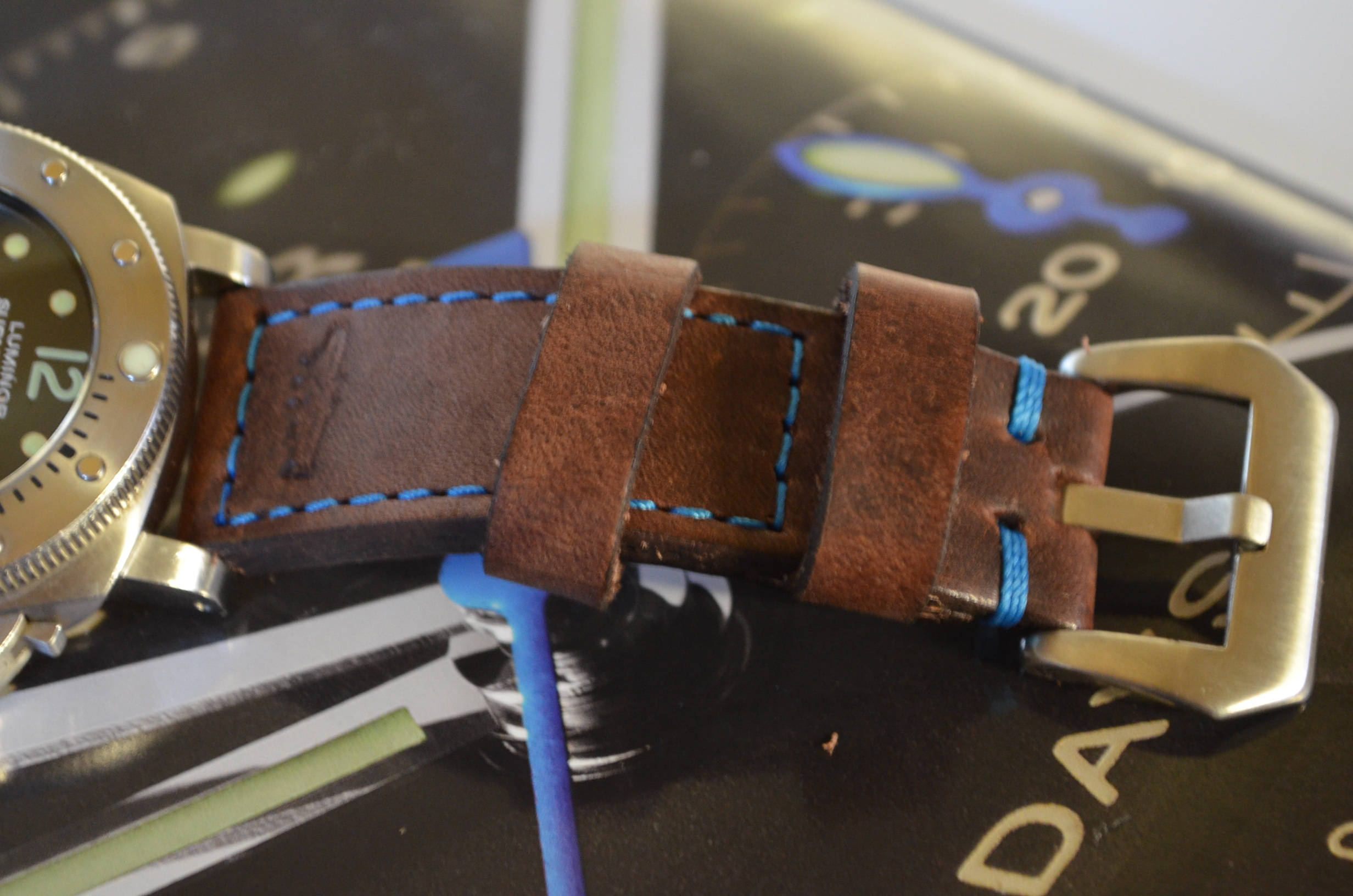 Cinturino Orologio Pelle Teal 26/26 Mm &ndash; Fatto A Mano Per Panerai, Pelle Italiana