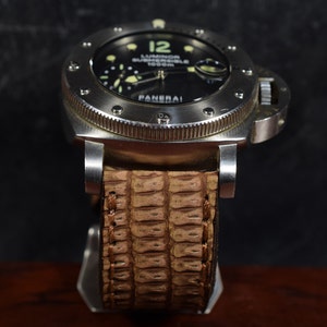 MA 時計ストラップ 26 24 22 mm ヌバック仕上げの本物の LIZARD スキン ブラウン スポット I マット パネライ ブライトリング ロレックス オメガなどに適合 ハンドメイド スペイン製