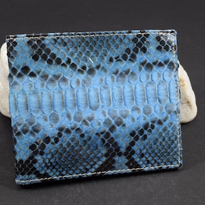 Cartera Bifold para hombre Azul Marino Brillante Hecha a Mano con Piel Auténtica de Pitón Modelo Firenze por atelier Mansarea España Nº 100