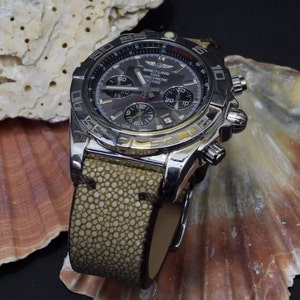 MA watch strap 22 20 18 mm genuine Stingray skin Band Beige Brown Handmade Spain fits Breitling Rolex Omega etc
