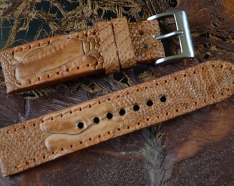 MA watch strap 22 20 18 mm Havana Brown Matte Genuine Ostrich Leg skin fits Rolex Omega etc Classic Style Handmade