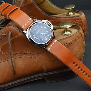 MA watch strap 26 24 22 mm Salerno Honey II Brown Genuine Leather Vintage Band fits Panerai Invicta etc