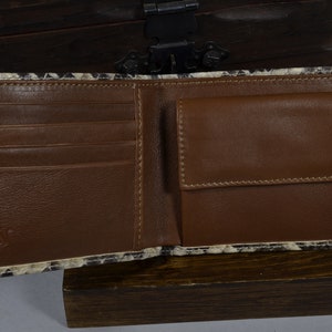 Handmade Beige Genuine Python Skin Bifold Wallet – Coin Pocket, Roma 21 image 7