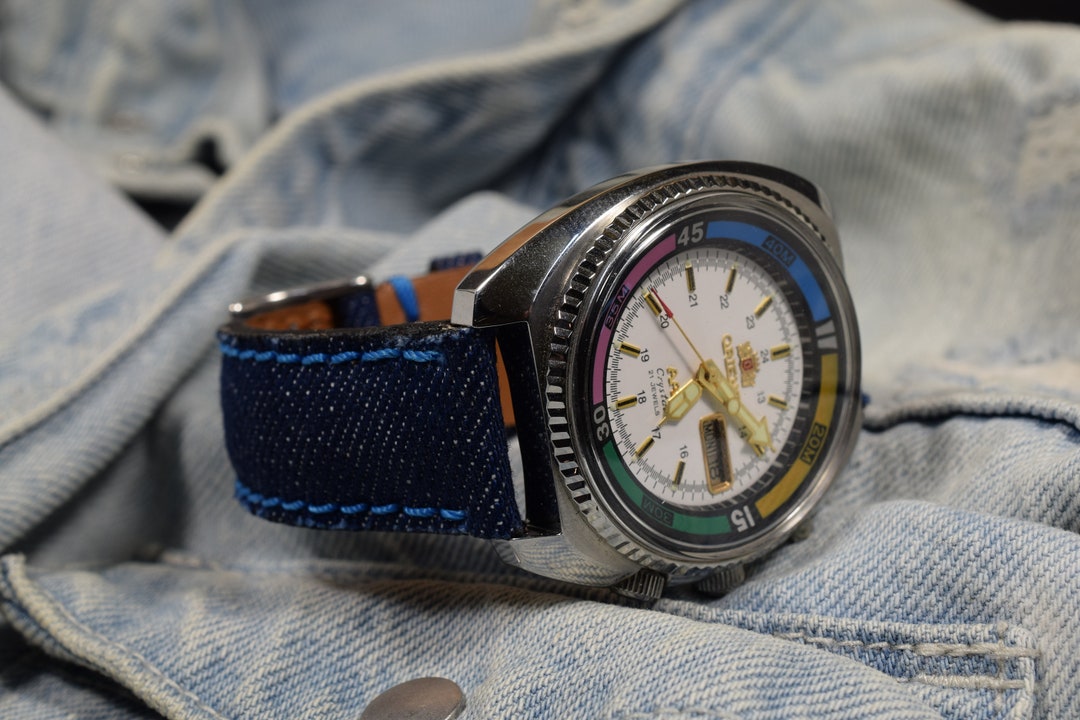 MA Watch Strap 100 Cotton Denim Blue Band 22 20 18 Mm Fits Breitling  Rolex Omega Seiko Handmade in Spain
