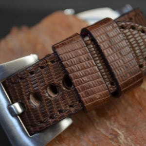 MA watch strap 26 24 22mm Genuine LIZARD skin Coffee Brown Matte fits Panerai Breitling Rolex Omega etc Handmade Spain image 6