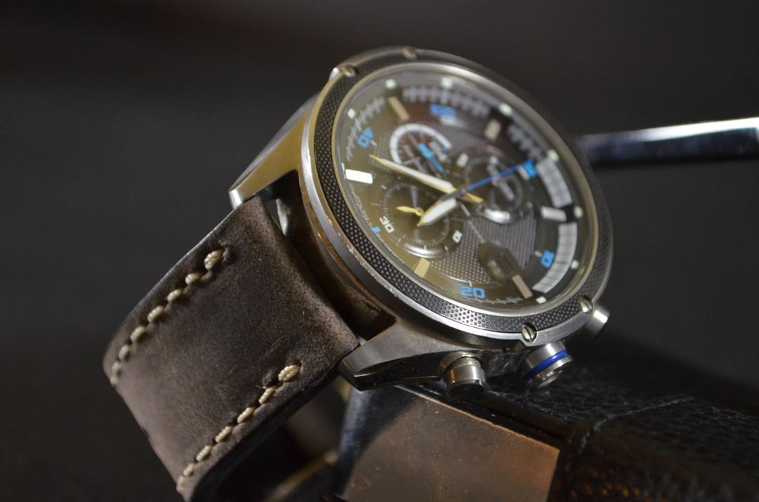 Bracelet De Montre En Cuir De Buffle Véritable Marron - Largeur 20 Mm - Neuf Sans étiquette