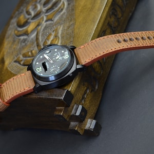 MA 時計ストラップ 22 mm 純正 LIZARD スキン ハバナ ブラウン マット パネライ ブライトリング ロレックス オメガ セイコーなどに適合 ハンドメイド スペイン製