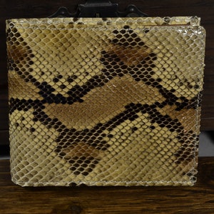 Portafoglio Bifold con Tasca Portamonete per Uomo Sabbia Marrone Vero Pitone Serpente Roma 35 Fatto a Mano da Mansarea - Spagna