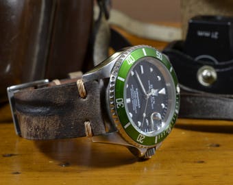 MA watch strap 22 20 18 mm Ferus II Brown Genuine Leather Handmade Vintage Band fits Rolex Seiko Tudor Omega etc.