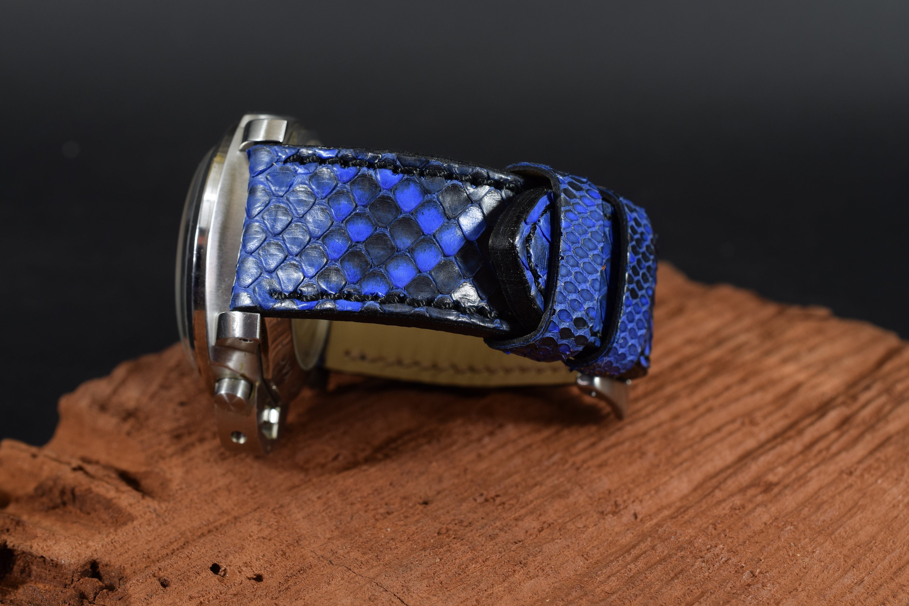 Blue Genuine Python Watch Strap 24/22mm, Handmade Leather Band - Etsy