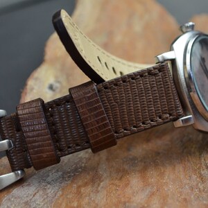 MA watch strap 26 24 22mm Genuine LIZARD skin Coffee Brown Matte fits Panerai Breitling Rolex Omega etc Handmade Spain image 9