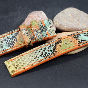 22/22-115/75 mm Genuine Python Watch Strap Fantasia 1 Handmade Band (263)