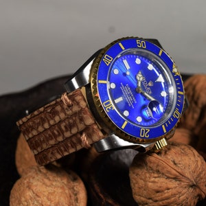 MA watch strap 22 20 18 mm Genuine Lizard skin band with Nubuck finish Spot II fits Rolex Omega Seiko etc Handmade Spain