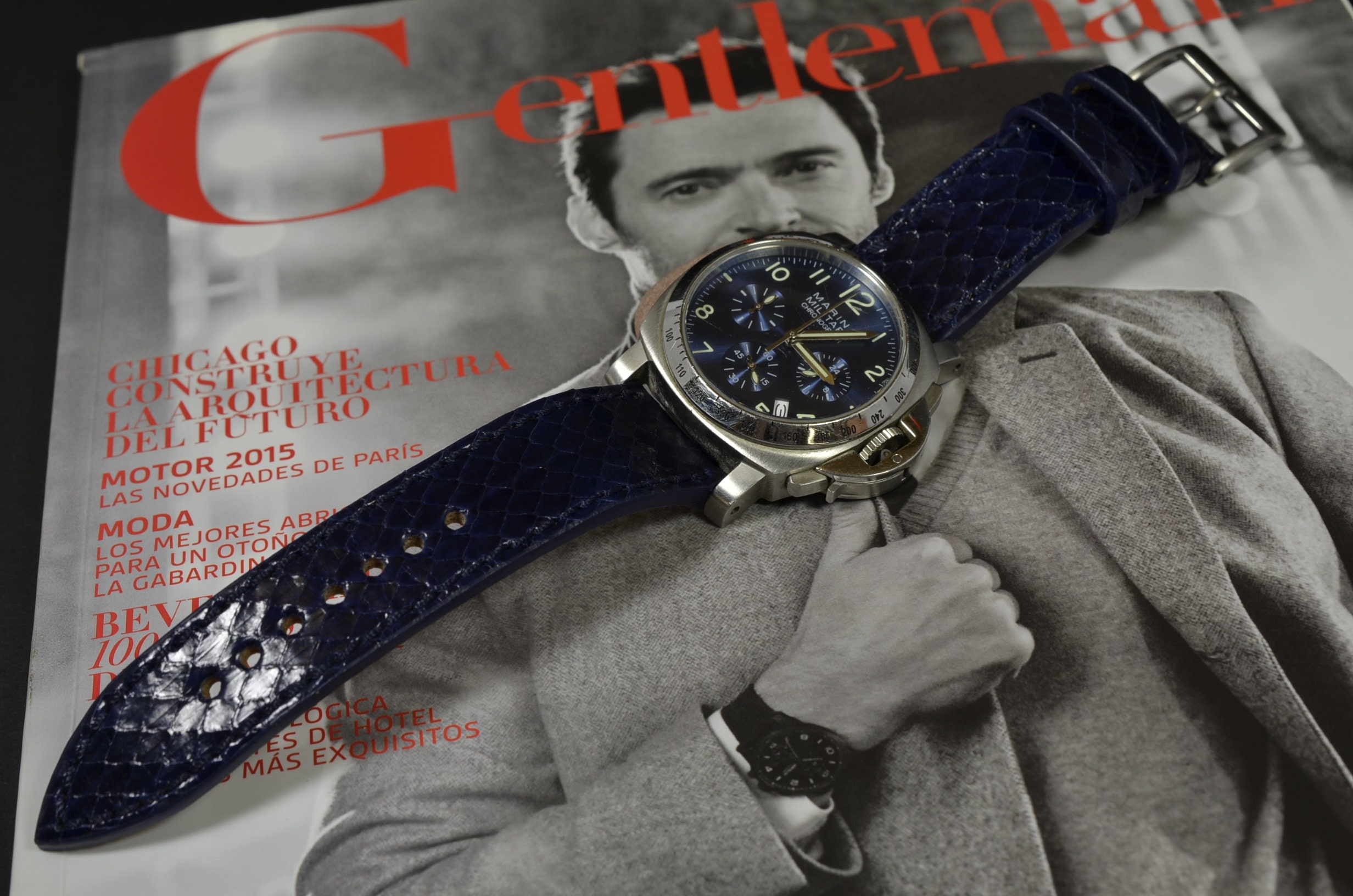 Cinturino Orologio In Vera Pelle Di Serpente &ndash; Nero &ndash; Taglie Da 12mm A 36mm &ndash; Fatto A Mano Vietnam