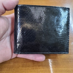 Portemonnee Bifold Heren Zwart Echt Hagedisleer Leer Nr. 41 Handgemaakt Spanje