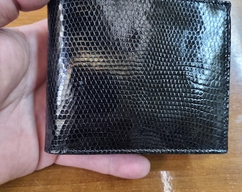 Wallet Bifold Men Black Genuine Lizard skin Leather Nr. 41 Handmade Spain
