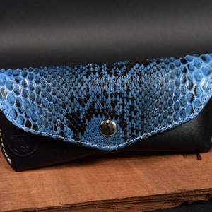 Bril Reisetui jeans Blue Ray Ban Style Echte pythonhuid - Lederen combo cadeau voor hem, haar vader, moeder, handgemaakt in Spanje