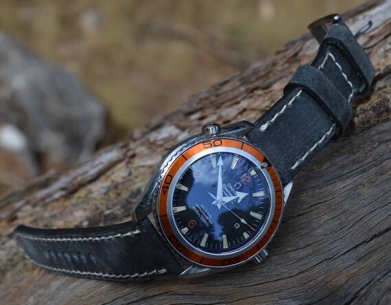 MA Watch Strap 22 20 18 Mm Savage Black Genuine Calf Leather