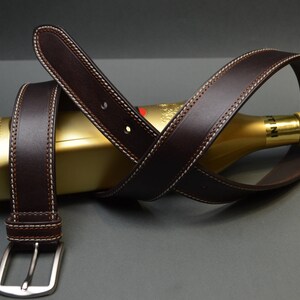 Handmade Brown Leather Belt Men's, 35mm Calf Skin Belt