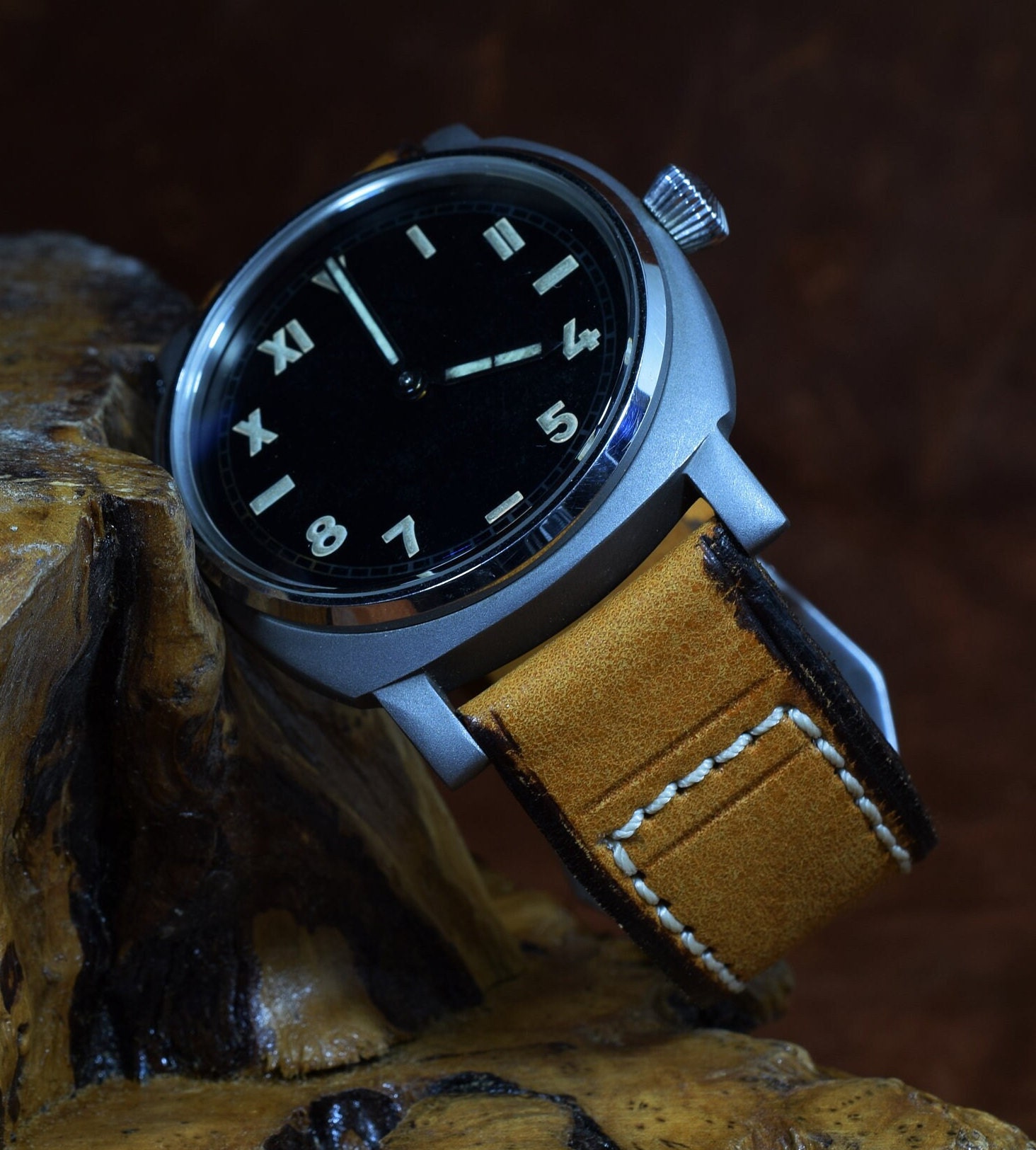 MA Watch Strap 26 24 22 Mm CANTON 4 Brown Calf Leather