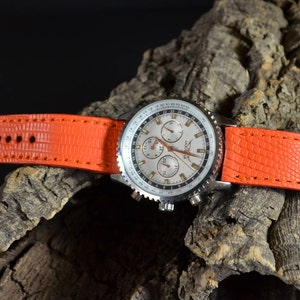 MA 時計ストラップ 22 20 18 mm オレンジ マット 純正リザードスキン バンド ロレックス セイコー IWC オメガなどに適合 ハンドメイド スペイン製