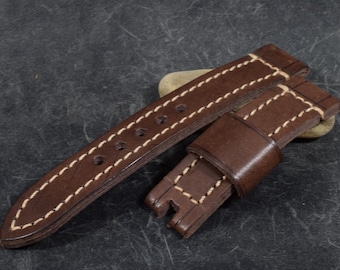 Ręcznie robiony pasek do zegarka Primero Brown II ze skóry cielęcej w stylu vintage, 20/20-130/80 mm (641)