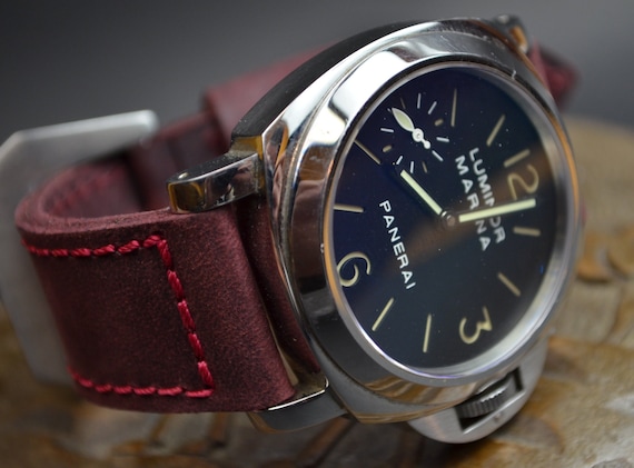 Bracelet Cuir De Veau Marron 24 Mm Pour Montre Panerai - Boucle Déployante, Neuf Sans Étiquette