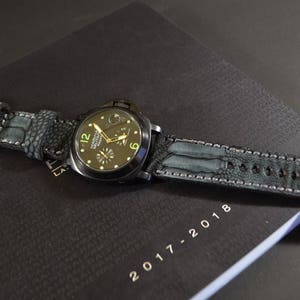 MA ウォッチストラップ 26 24 22 mm ブラックマット 純正 ダチョウ脚 ヌバック パネライ ブライトリングなどに対応 ハンドメイド スペイン製