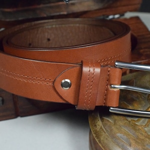 Handmade Havana Brown Calf Leather Belt: 35mm Men's Dress Belt