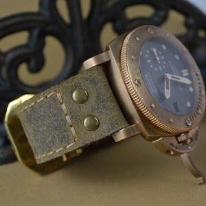 Pulseira de relógio MA 26 + 24 mm Old Savage III Genuíno Bezerro Couro Macio Banda Vintage serve para Panerai etc.