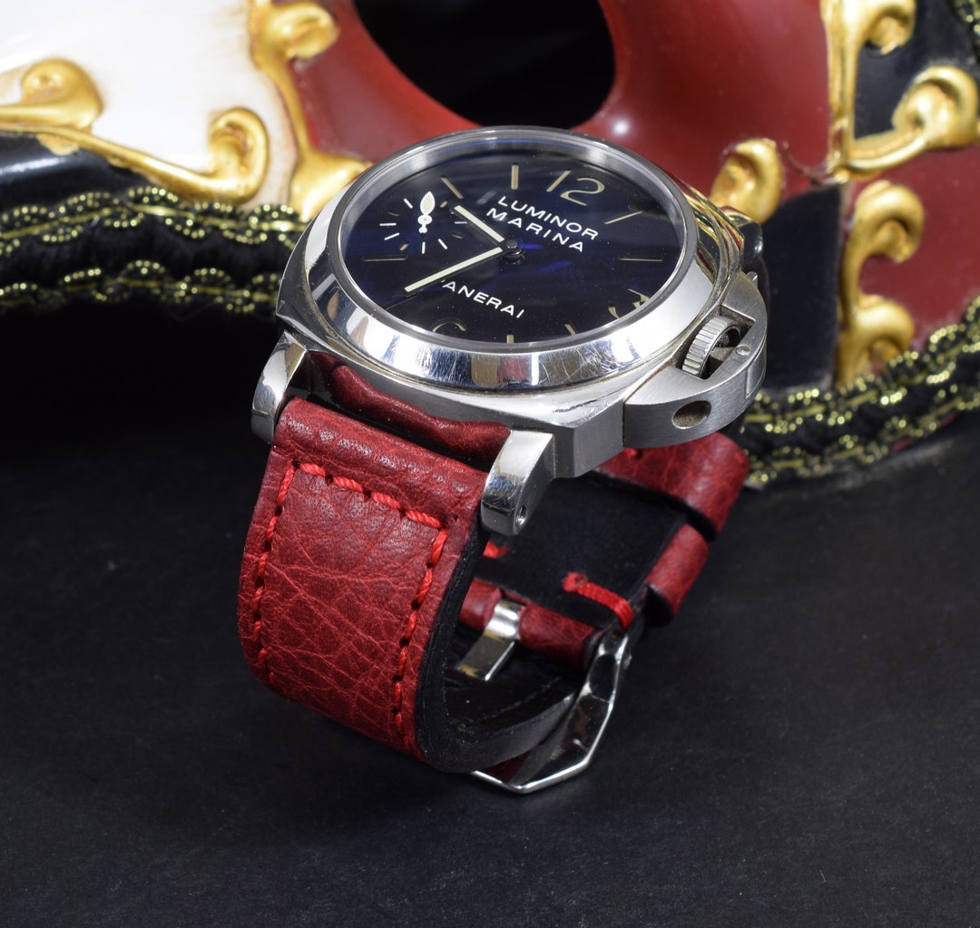 Cinturino per orologio MA 26 24 22 mm Rosso I Vera pelle di