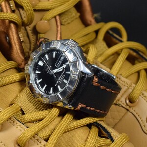 MA watch strap  22 20 18 mm Black Leather Filodensi Bronce Handmade Band Genuine fits Breitling, Rolex, Omega, Seiko, etc