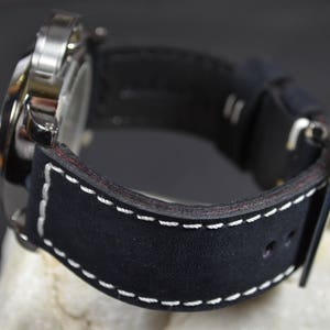 MA watch strap 26 24 22 mm Genuine Calf Soft Nubuck Band Vintage Black 2 fits Panerai Rolex Seiko etc Handmade Spain